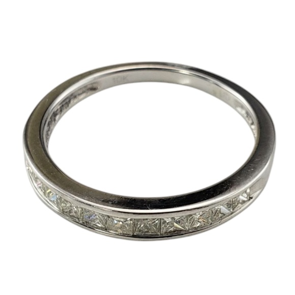 10 Karat White Gold Princess Cut Diamond Band Ring Size 7 #21238 - Picture 2 of 8